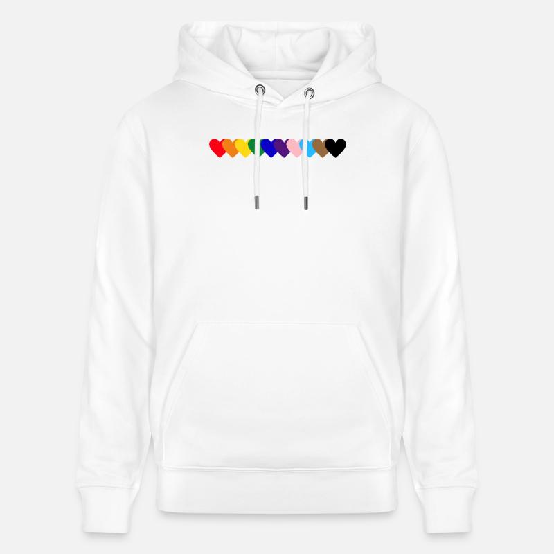 Fierté rainbow hearts - Sweat à capuche bio CRUISER Stanley/Stella Unisexe - blanc