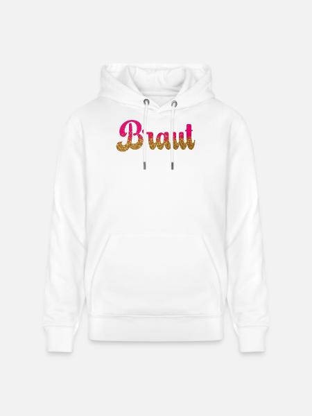 Team Braut! Pink, Gold Glitzer - Stanley/Stella Unisex Bio-Hoodie CRUISER - Weiß