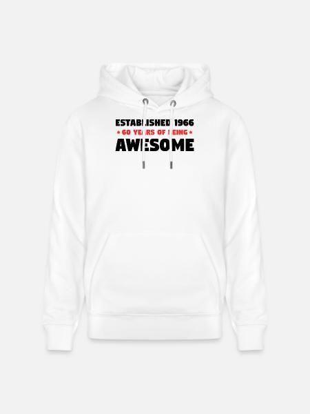 Established 1966 60 Years Awesome Birthday - Stanley/Stella CRUISER Unisex Organic Hoodie - white