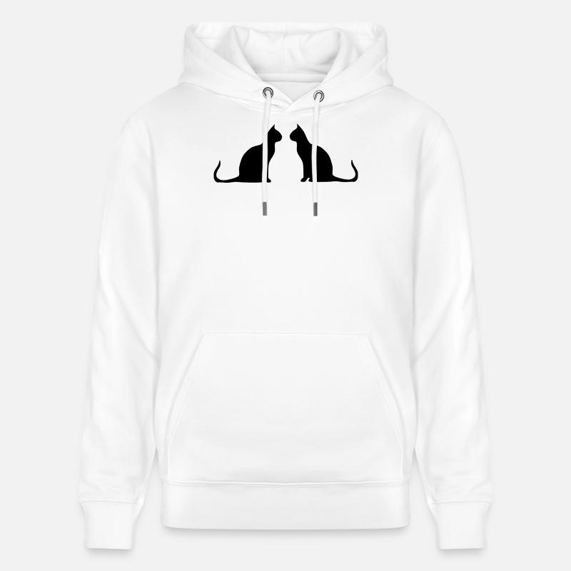 Schwarze Katze 2 Katzen Silhouetten Geschenk - Stanley/Stella Unisex Bio-Hoodie CRUISER - Weiß