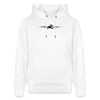 Traktor Symbol Linie - Stanley/Stella Unisex Bio-Hoodie CRUISER  - Weiß - Vorne - Alina (178cm) & Michal (187cm)