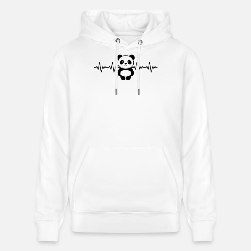 Panda ECG Battement de cœur - Sweat à capuche bio CRUISER Stanley/Stella Unisexe - blanc
