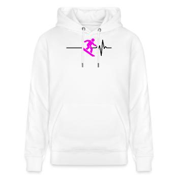 SNOWBOARDER HEARTBEAT PINK, WINTER SPORTS - Stanley/Stella CRUISER Unisex Organic Hoodie - white - Front - Alina (178cm) & Michal (187cm)