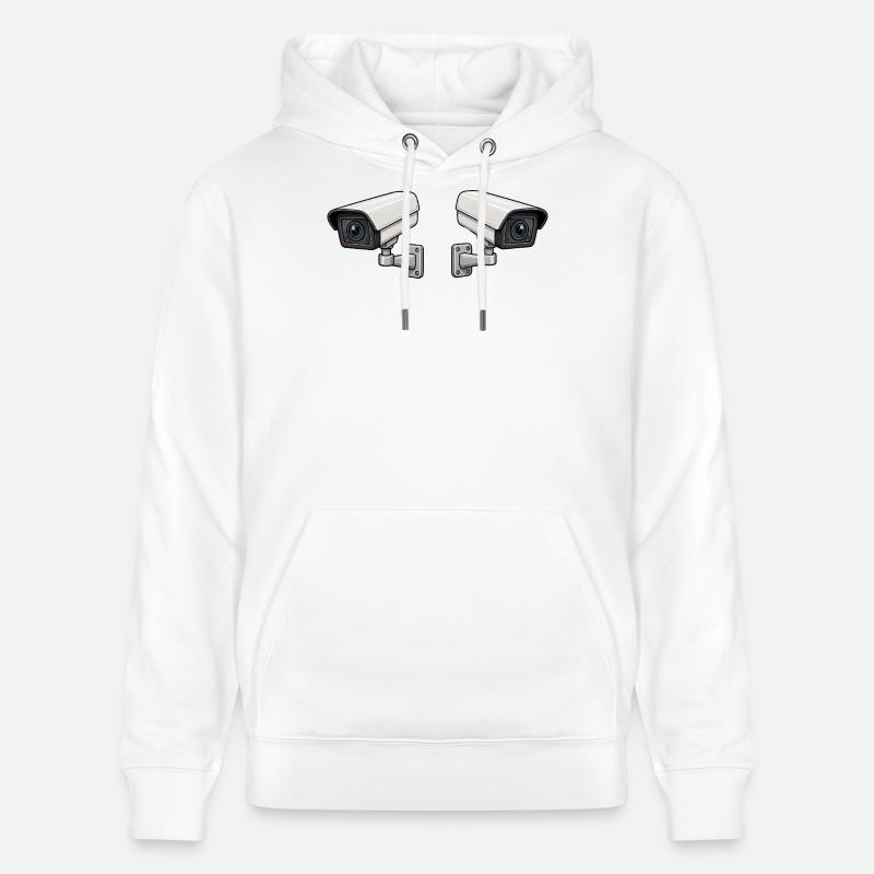 Art de surveillance à double caméra - Sweat à capuche bio CRUISER Stanley/Stella Unisexe - blanc