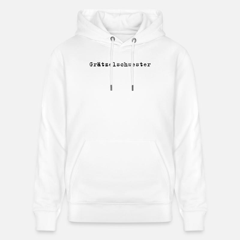Grätzelschwester – Diction dialectale viennoise - Sweat à capuche bio CRUISER Stanley/Stella Unisexe - blanc