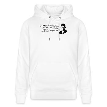 Franz Kafka-Beuys | Verwandlung Gregor Samsa Kunst - Stanley/Stella Unisex Bio-Hoodie CRUISER  - Weiß - Vorne - Alina (178cm) & Michal (187cm)