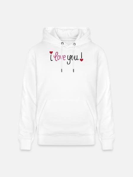 Saint-Valentin Je t’aime Cœurs - Sweat à capuche bio CRUISER Stanley/Stella Unisexe - blanc