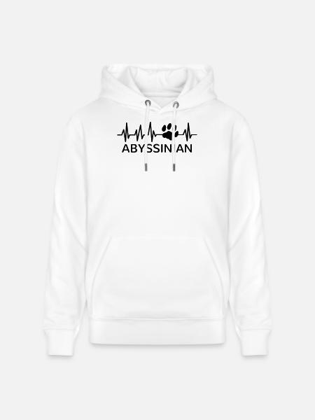 Abyssinian Cat Heartbeat Paw Print Paw - Stanley/Stella CRUISER Unisex Organic Hoodie - white