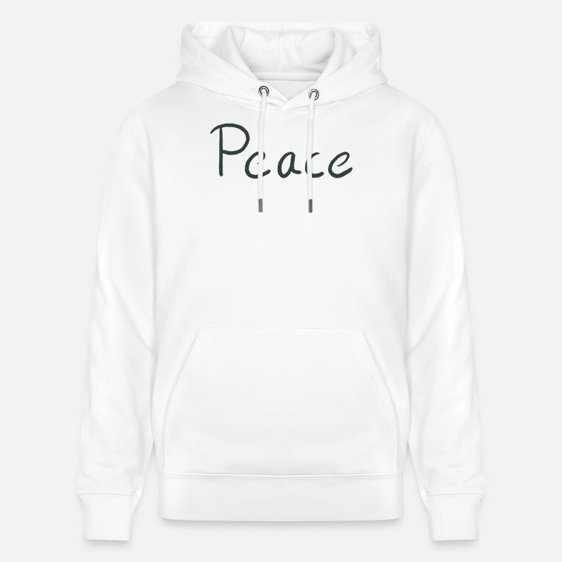 Lettres Peace Hand Vert - Sweat à capuche bio CRUISER Stanley/Stella Unisexe - blanc