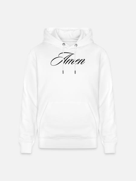 Amen Cursive Calligraphy Faith Quote Design - Stanley/Stella CRUISER Unisex Organic Hoodie - white