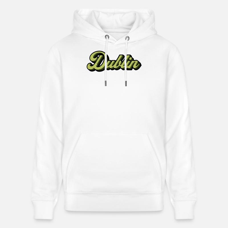 Dublin Retro Script in Lime - Stanley/Stella CRUISER Unisex Organic Hoodie - white