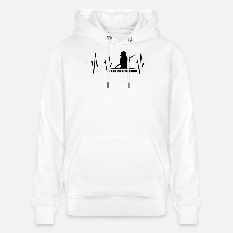 Pompier Pulse Heartbeat Fire Brigade Symbole - Sweat à capuche bio CRUISER Stanley/Stella Unisexe - blanc