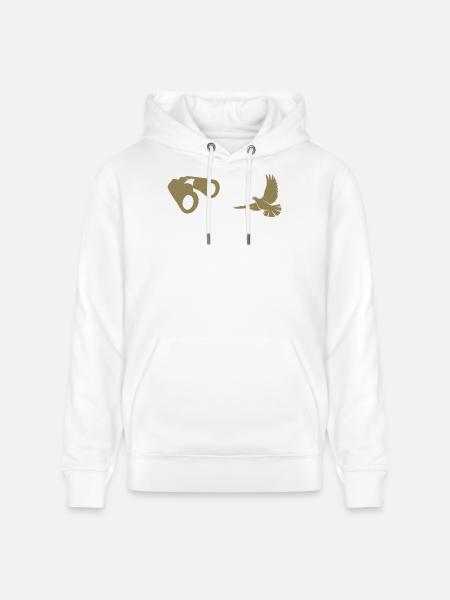 Minimalist Bird Watching Silhouette - Stanley/Stella CRUISER Unisex Organic Hoodie - white