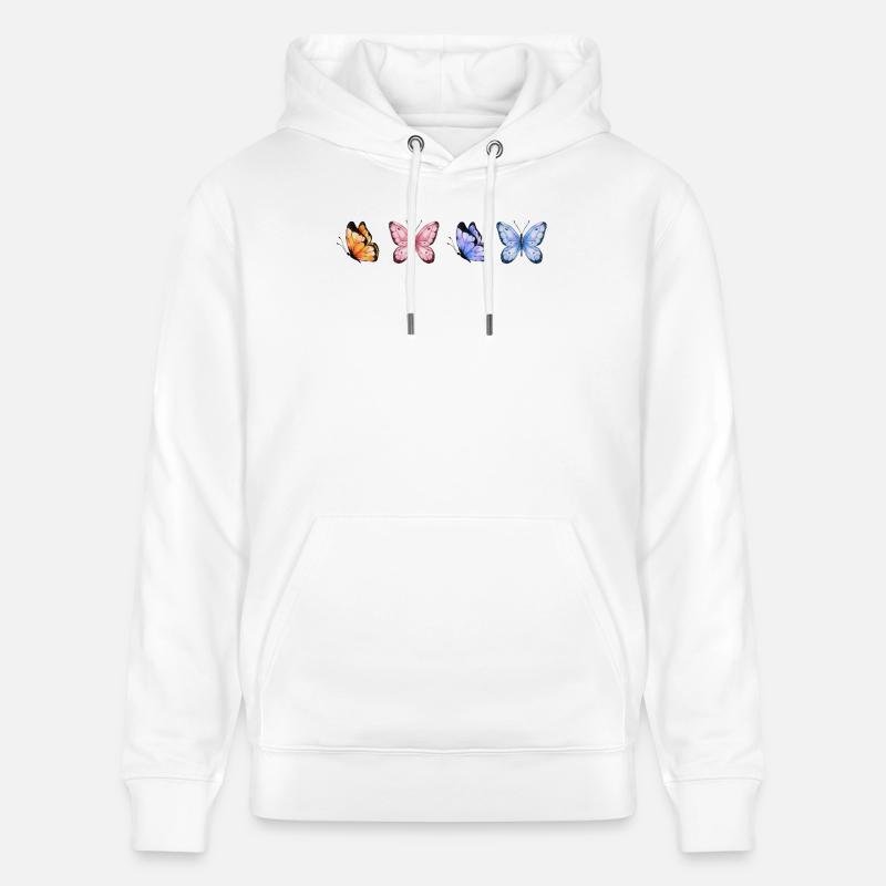 Bunte Schmetterlinge Quartet - Stanley/Stella Unisex Bio-Hoodie CRUISER - Weiß