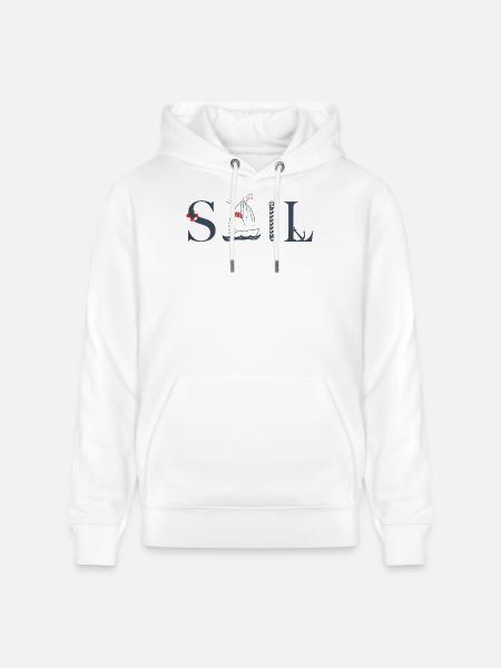 SAIL – Conception typographique maritime - Sweat à capuche bio CRUISER Stanley/Stella Unisexe - blanc