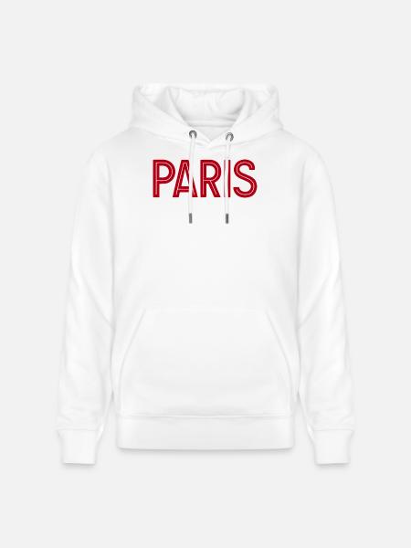 Paris Red Geometric Typography - Stanley/Stella CRUISER Unisex Organic Hoodie - white