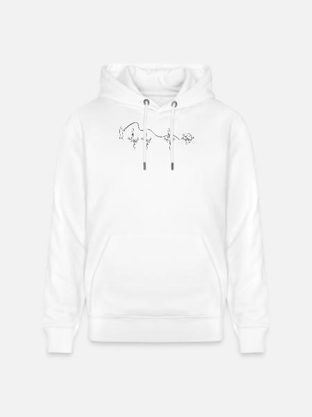 Heartbeat Skyline Cat - Heartbeat Fishing - Stanley/Stella CRUISER Unisex Organic Hoodie - white