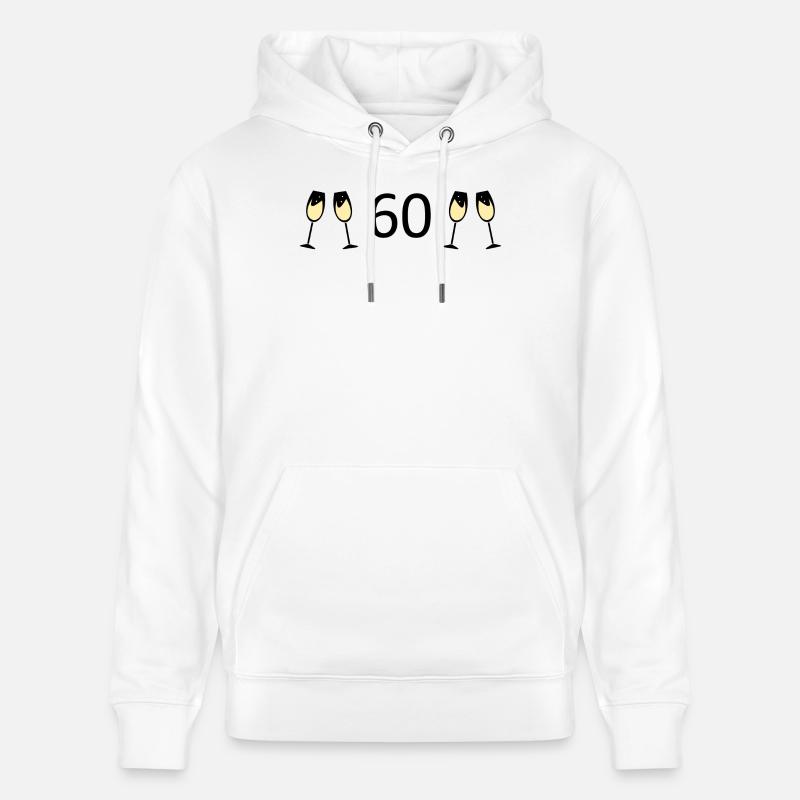 60e anniversaire 60e anniversaire 60 numéro 60 noir - Sweat à capuche bio CRUISER Stanley/Stella Unisexe - blanc