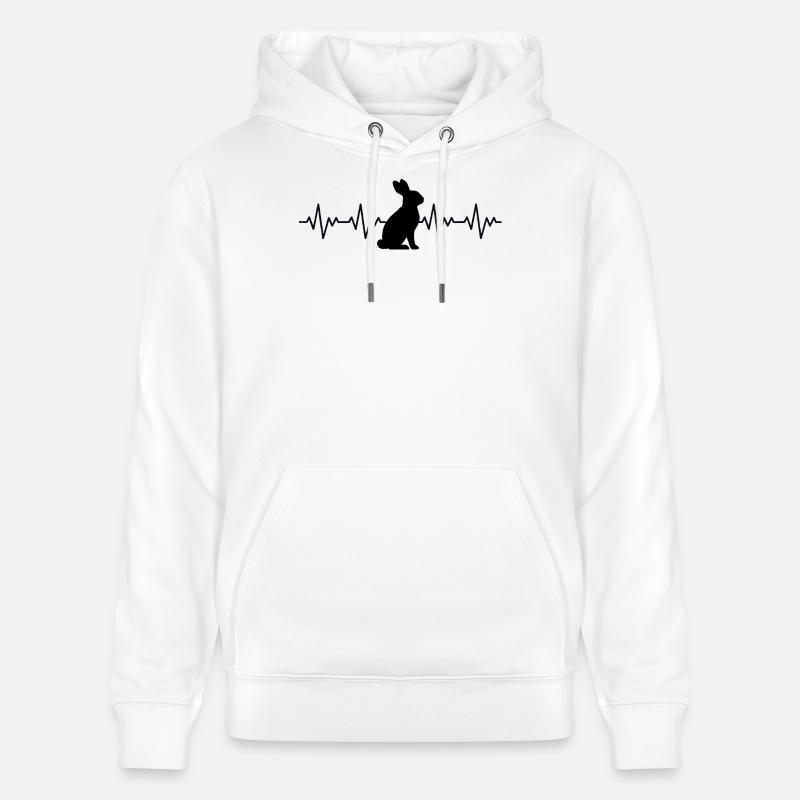 Rabbit Rabbit ECG Heartbeat - Sweat à capuche bio CRUISER Stanley/Stella Unisexe - blanc