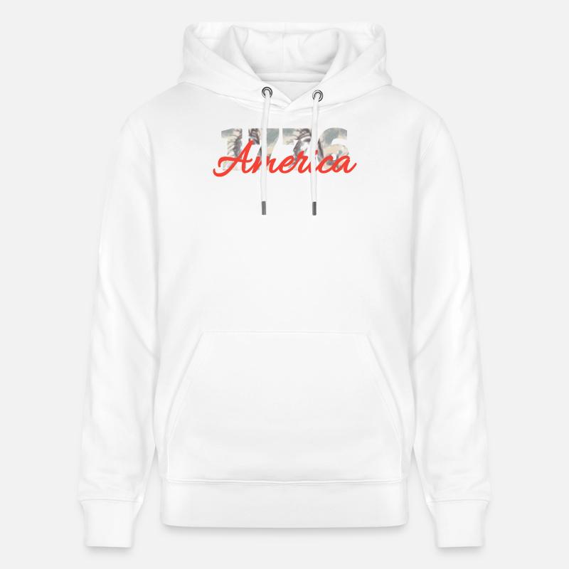 1776 America Script Overlay - Stanley/Stella Unisex Bio-Hoodie CRUISER  - Weiß