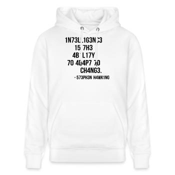nerd & geek shirt: leetspeak - Stanley/Stella Unisex Bio-Hoodie CRUISER  - Weiß - Vorne - Alina (178cm) & Michal (187cm)