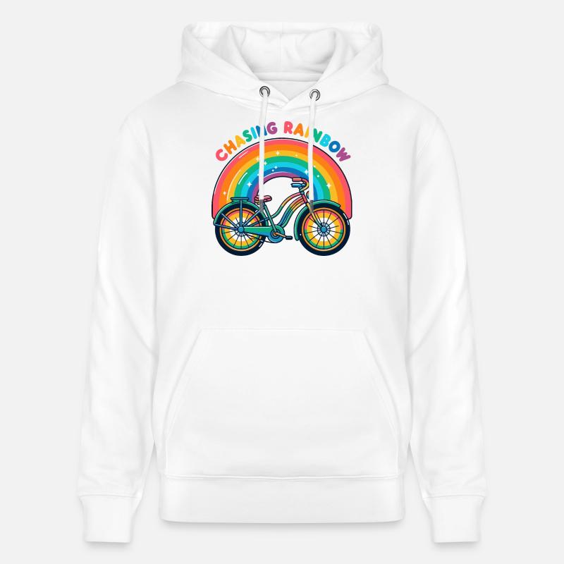 Conception de vélo Chasing Rainbow - Sweat à capuche bio CRUISER Stanley/Stella Unisexe - blanc