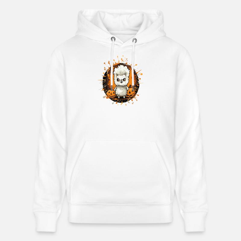 Bande dessinée d’Halloween Lama - Sweat à capuche bio CRUISER Stanley/Stella Unisexe - blanc