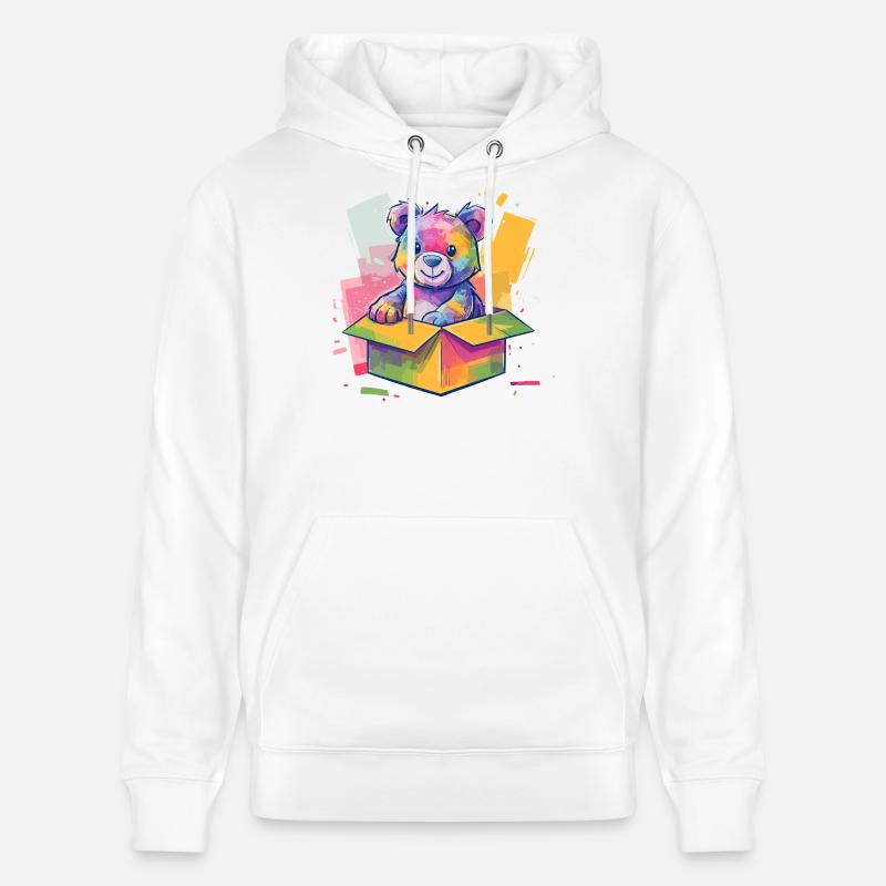 Ours arc-en-ciel dans une boîte - Sweat à capuche bio CRUISER Stanley/Stella Unisexe - blanc