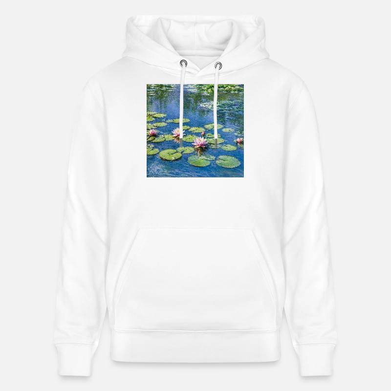 Lys sur un étang bleu - Sweat à capuche bio CRUISER Stanley/Stella Unisexe - blanc