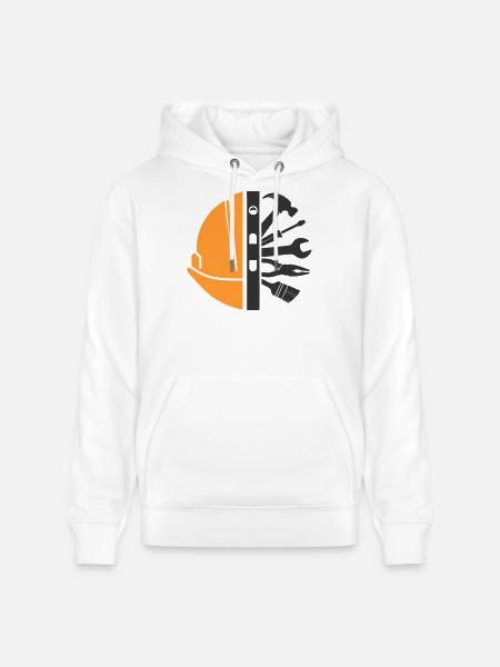 Construction Helmet & Tools – Craftsman Logo - Stanley/Stella CRUISER Unisex Organic Hoodie - white