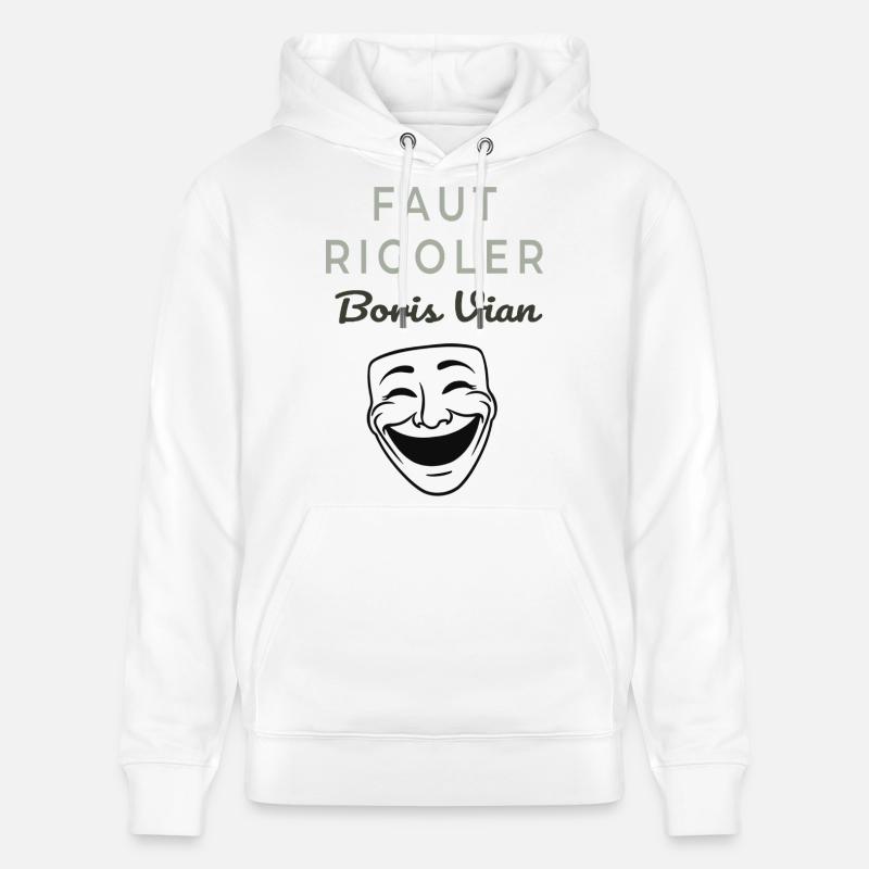 Faut Rigoler Boris Vian - Sweat à capuche bio CRUISER Stanley/Stella Unisexe - blanc