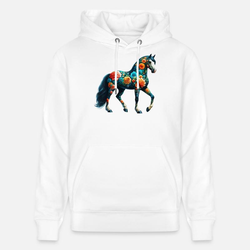 Pferd mit Blumen geschmückt - Stanley/Stella Unisex Bio-Hoodie CRUISER - Weiß