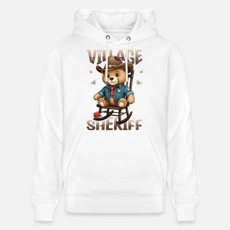 Ours le shérif du village - Sweat à capuche bio CRUISER Stanley/Stella Unisexe - blanc