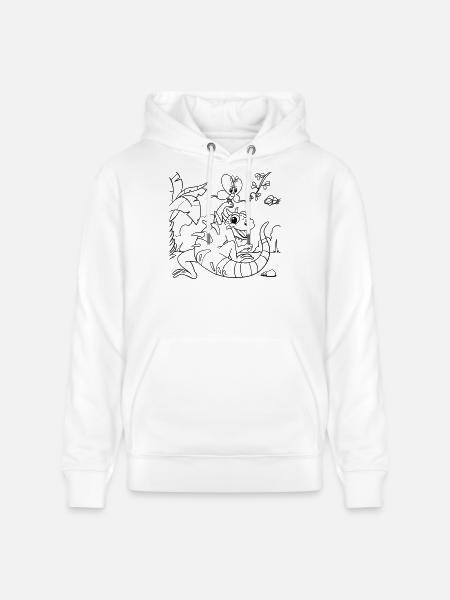Iguana Jungle Coloring Page Hand Illustrated - Stanley/Stella CRUISER Unisex Organic Hoodie - white