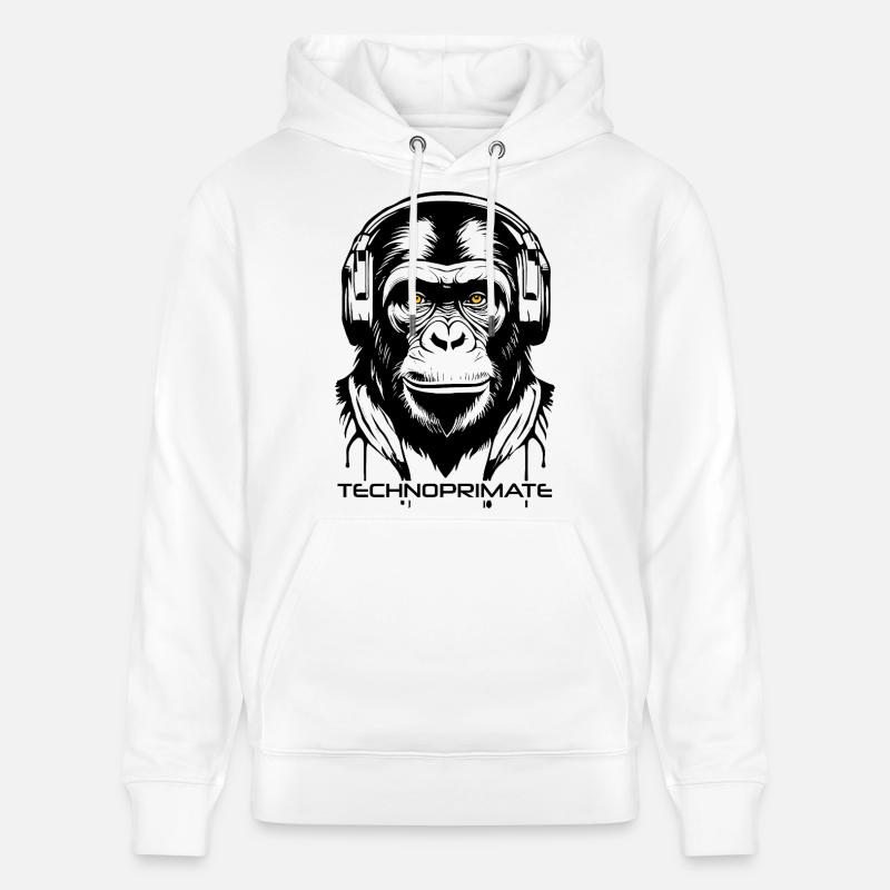 Techno Primate Casque Ape Art #1 Noir - Sweat à capuche bio CRUISER Stanley/Stella Unisexe - blanc