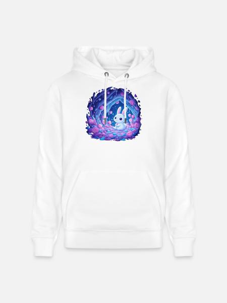 Mondschein Kaninchen im Rosenwald - Stanley/Stella Unisex Bio-Hoodie CRUISER  - Weiß