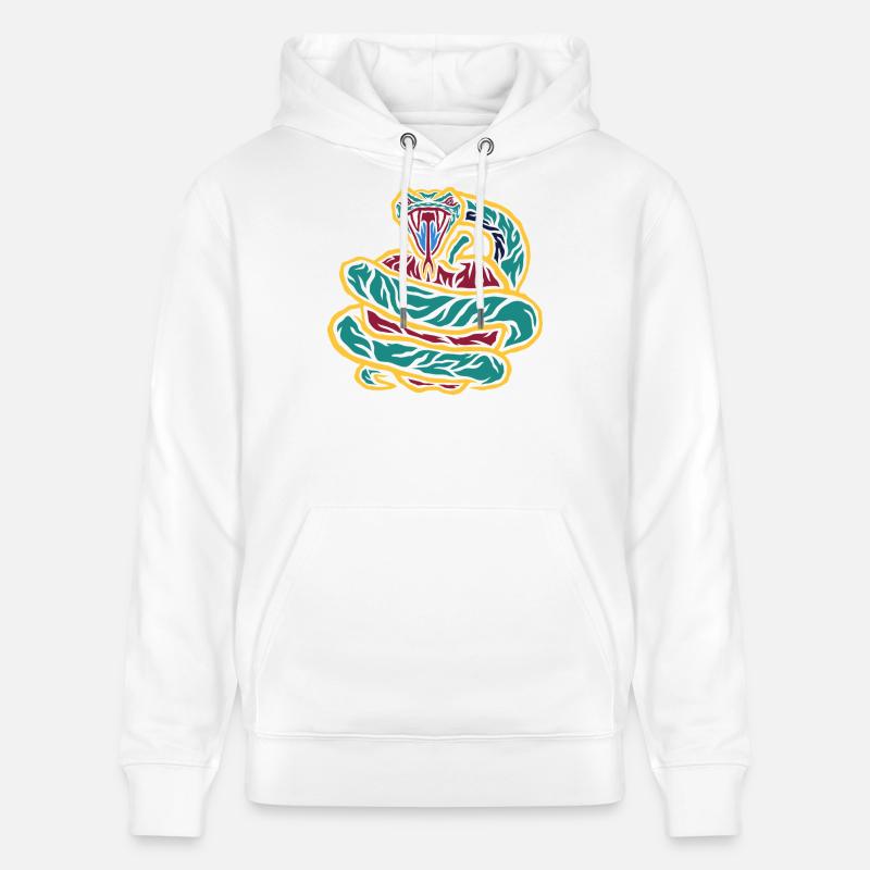 Néon serpent enroulé - Sweat à capuche bio CRUISER Stanley/Stella Unisexe - blanc
