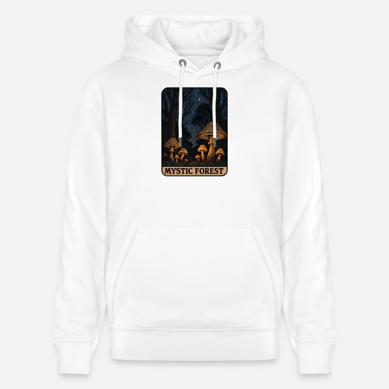 Forêt Mystique de Champignons Lumineux - Sweat à capuche bio CRUISER Stanley/Stella Unisexe - blanc