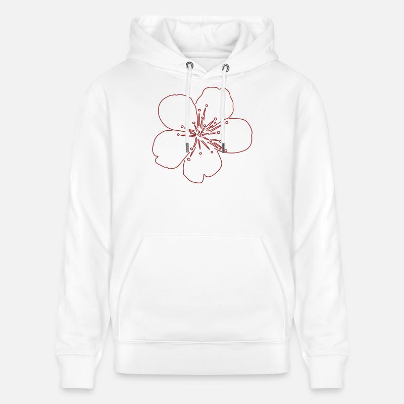 Croquis de la fleur de cerisier - Sweat à capuche bio CRUISER Stanley/Stella Unisexe - blanc