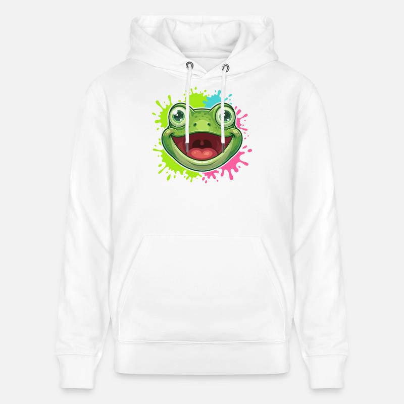 Éclaboussure joyeuse de grenouilles - Sweat à capuche bio CRUISER Stanley/Stella Unisexe - blanc
