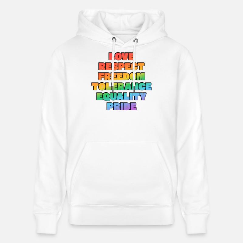 Rainbow Pride Values - Stanley/Stella CRUISER Unisex Organic Hoodie - white