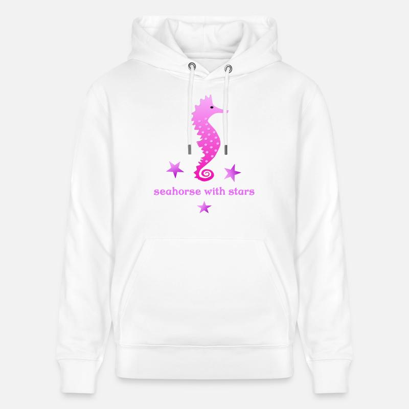 rosa Seepferdchen mit Sternchen - Stanley/Stella Unisex Bio-Hoodie CRUISER  - Weiß