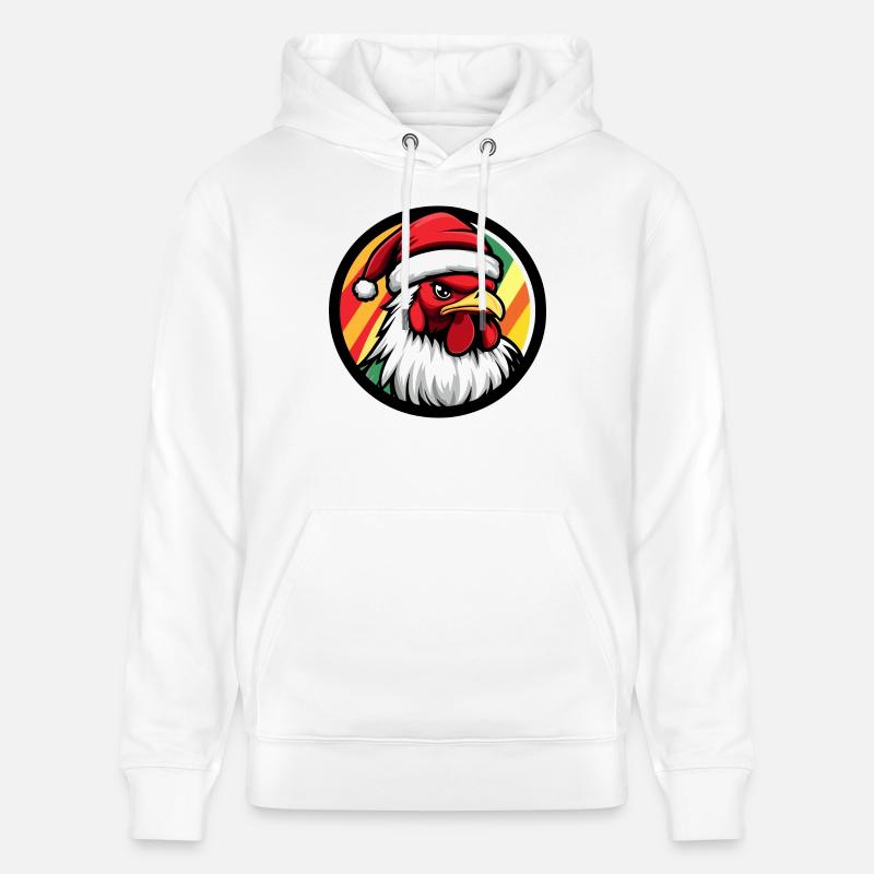 Coq Noël Animal - Sweat à capuche bio CRUISER Stanley/Stella Unisexe - blanc