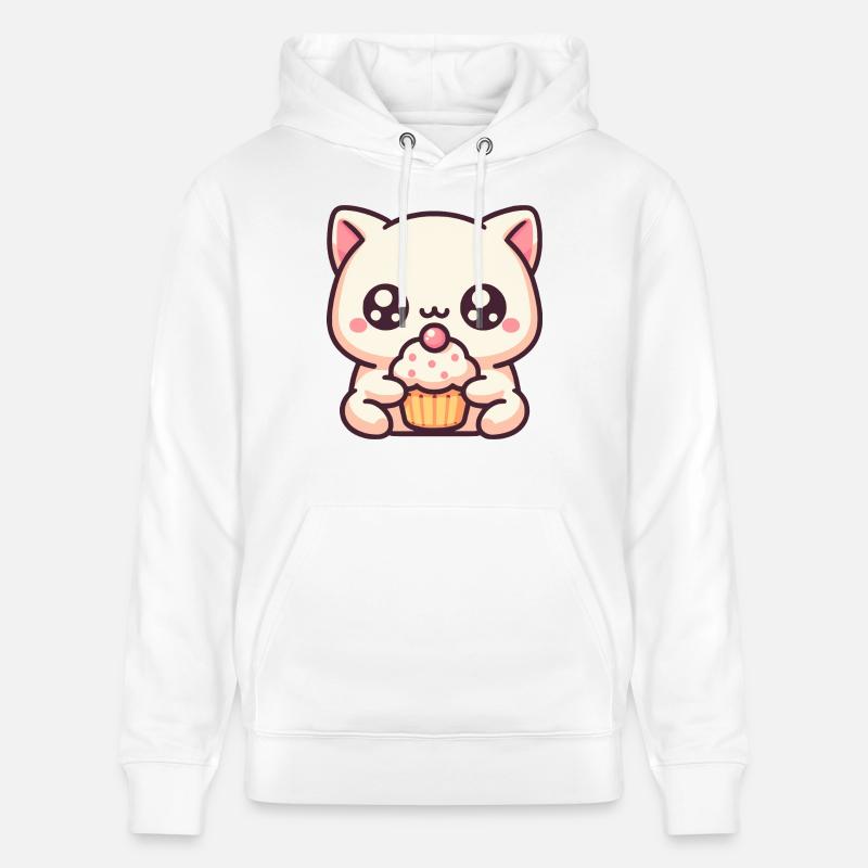 Chat mignon avec cupcake - Sweat à capuche bio CRUISER Stanley/Stella Unisexe - blanc