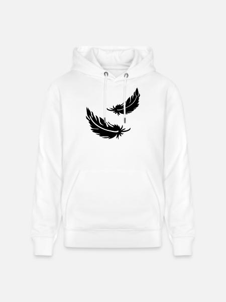 Two flying feathers - Stanley/Stella CRUISER Unisex Organic Hoodie - white