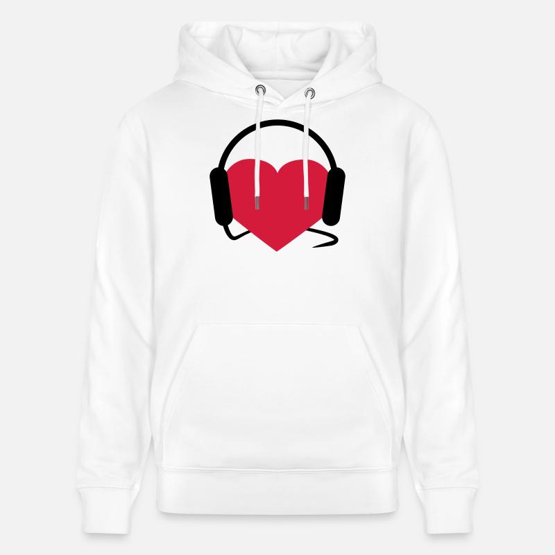 Herz mit Kopfhörern - Stanley/Stella Unisex Bio-Hoodie CRUISER  - Weiß