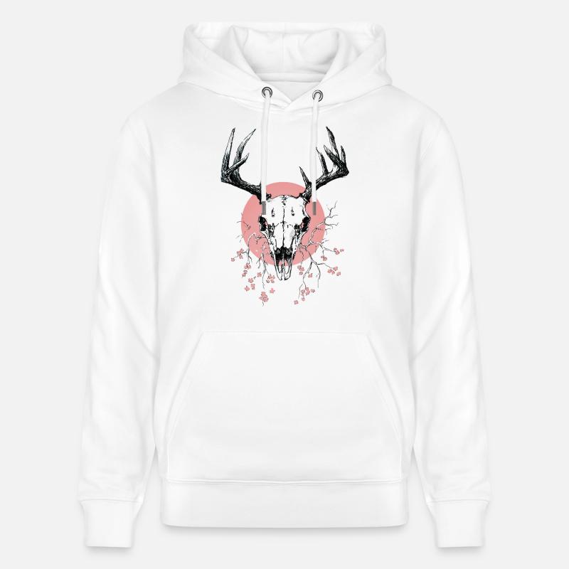 crâne de cerf (rose) - Sweat à capuche bio CRUISER Stanley/Stella Unisexe - blanc