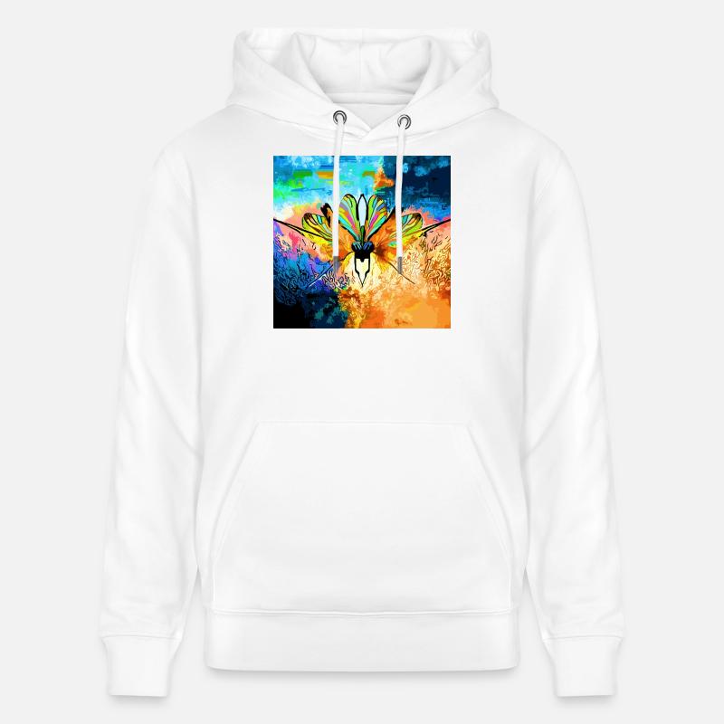 Bunter Falter im Farbmeer - Stanley/Stella Unisex Bio-Hoodie CRUISER  - Weiß
