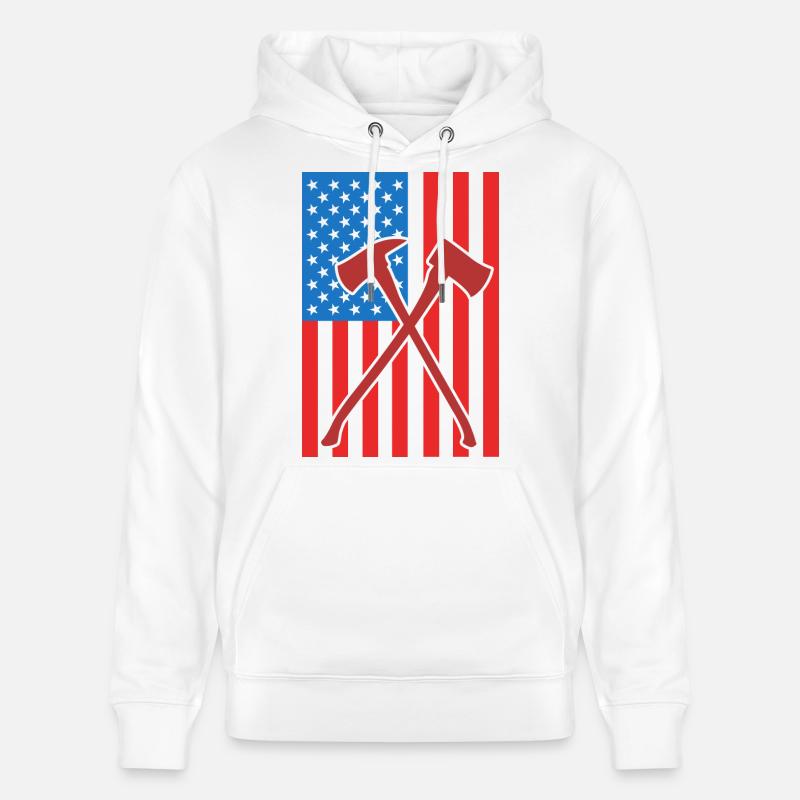 Drapeau de Fire Fighting USA - Sweat à capuche bio CRUISER Stanley/Stella Unisexe - blanc
