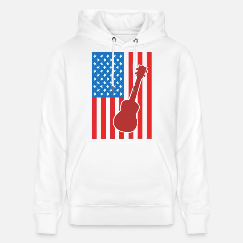Ukulélé Drapeau des États-Unis - Sweat à capuche bio CRUISER Stanley/Stella Unisexe - blanc